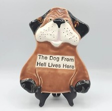 Vtg Smokey Mountain Pottery "The Dog From Hell Lives Here" Dog Puppy Wall Plaque
