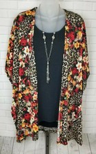 Now N Forever New $36 Small Slinky Leopard Floral Cardigan Kimono Open Front S