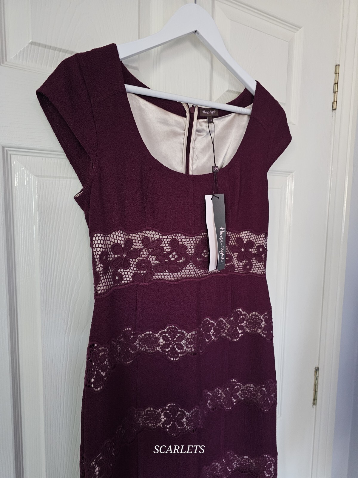 Phase Eight Occasion Dress Lace Size 10 Satin Lined Burgundy BNWT Rrp £130 image 5