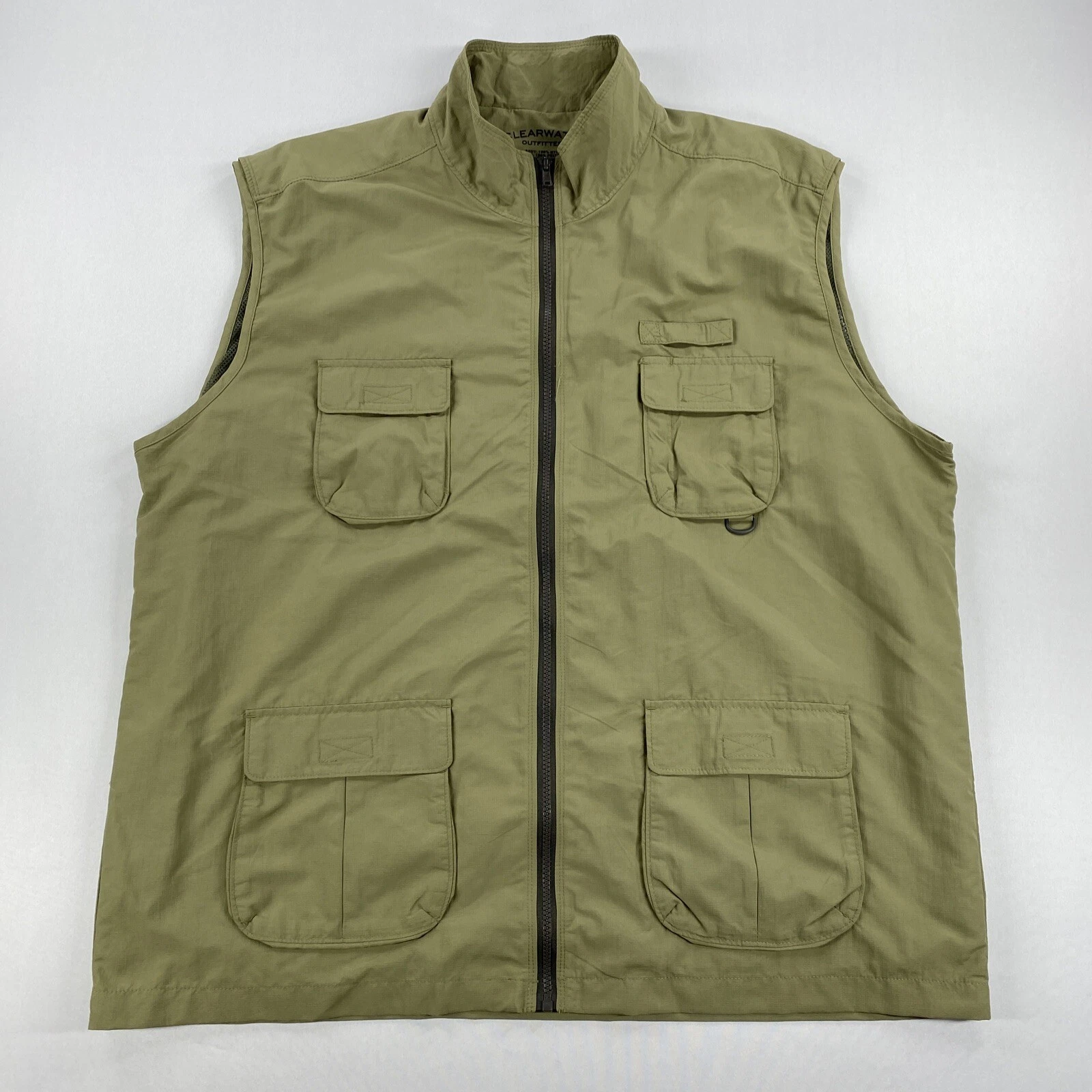 Clearwater Outfitters Mens Fishing/Hunting Full Zip Vest Lightweight Green XL