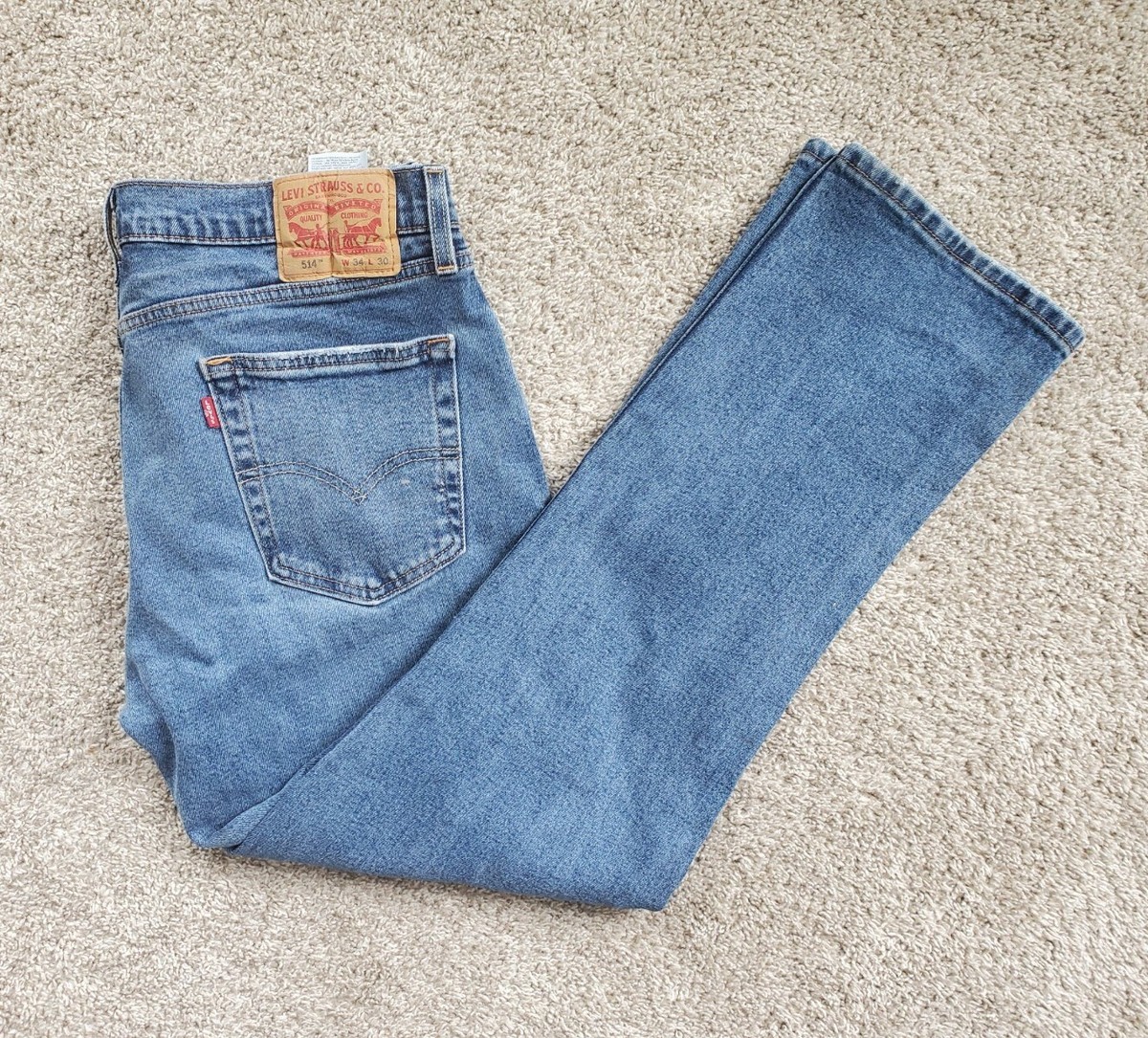 Levis 501 Button Blue Jeans Medium Wash Waterless Denim Measure