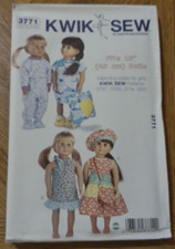 Kwik Sew Pattern 3771 ~ 18" Doll Clothes ~Match for Patterns 3767~3768~3714~3551