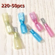220-50 Heat Shrink Male Female Spade Terminals Electrical Wire Connectors Kit US