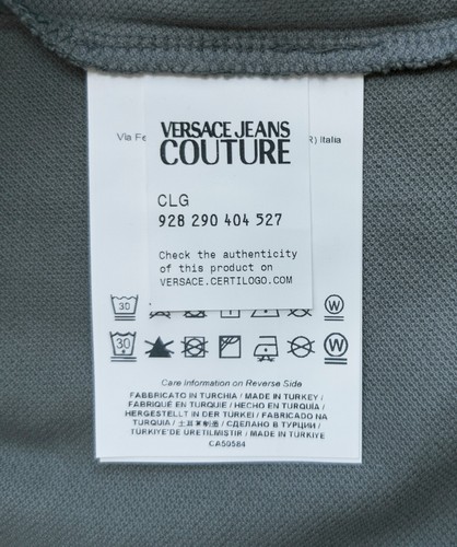 NP~230€ VERSACE Polo S/M, verde-gris, cuello logo, polo, efecto 2 capas - Imagen 18 de 21