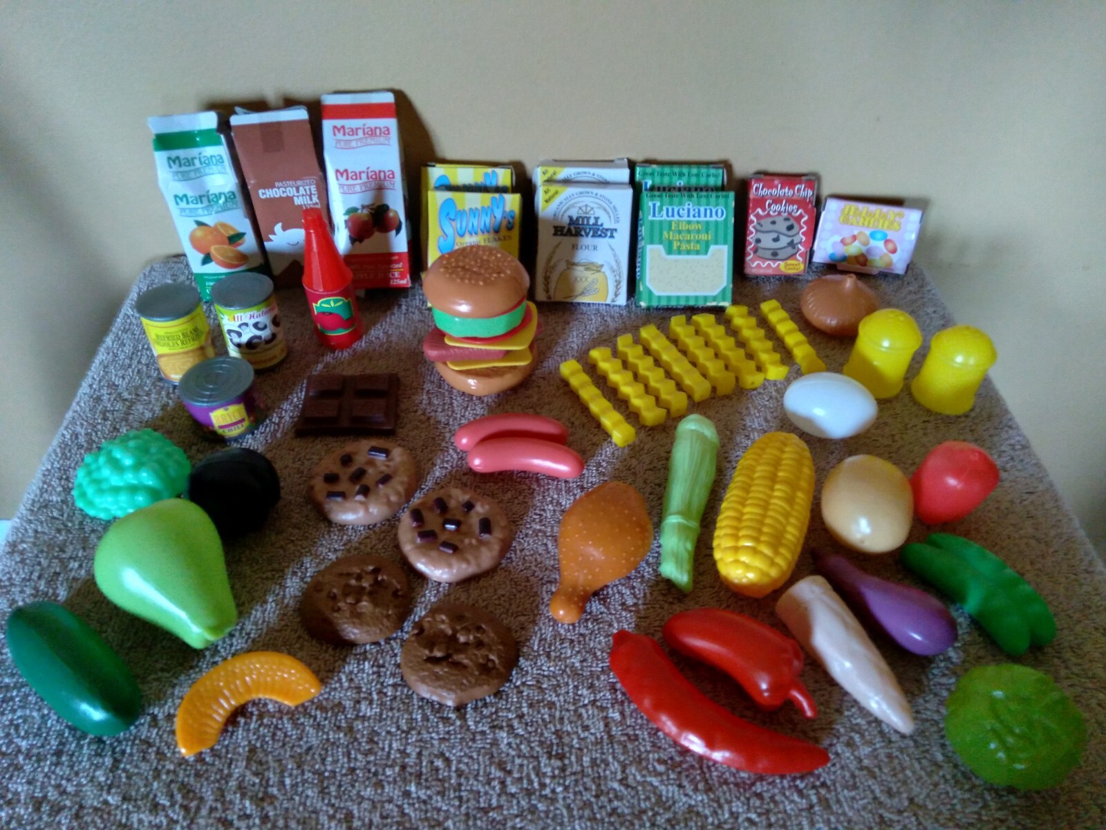 Vegetables Burger Fries Juice Cookies Hot Dogs