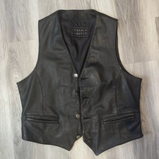 Leather Limited Large Leather Motorcycle Biker Vest With Buffalo Nickel Buttons