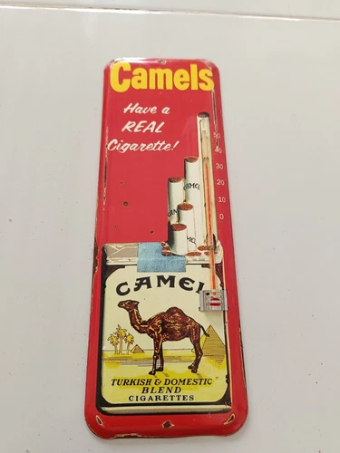 Vintage Glass Thermometer CAMEL CIGARETTE No porcelain 40'S-50'S era