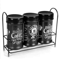 3 Sarina 660ML Retro Tea Coffee Sugar Storage Canister Glass Jars with stand