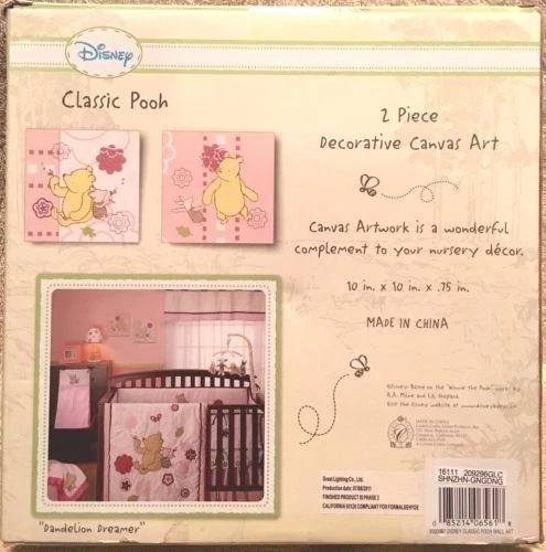 Disney Clásico Pooh 2 Piezas Lienzo Decorativo Imágenes Arte Diente de León Soñador NUEVO Foto 2 de 3