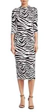 NWT Alice + Olivia Delora Zebra Sheath Dress Tiger Soft White Black 0 $330