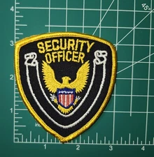 (2) SECURITY OFFICER Eagle Shield Patch | Gold Border Black Twill | Qty Discount
