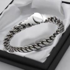 Petite / Small Size Vintage Silver Rope Chain Design Bangle Bracelet