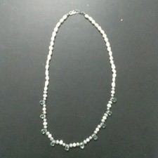 White Freshwater Pearl and Blue Teardrop Crystal Statement Necklace