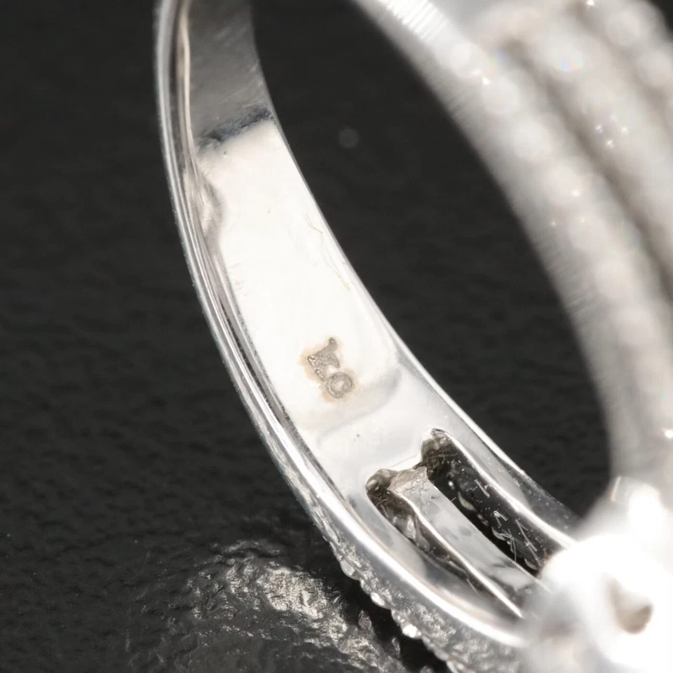 Anillo vintage de aguamarina en forma de pera de 14 k y halo de diamantes de 0,6 CTW Foto 4 de 4