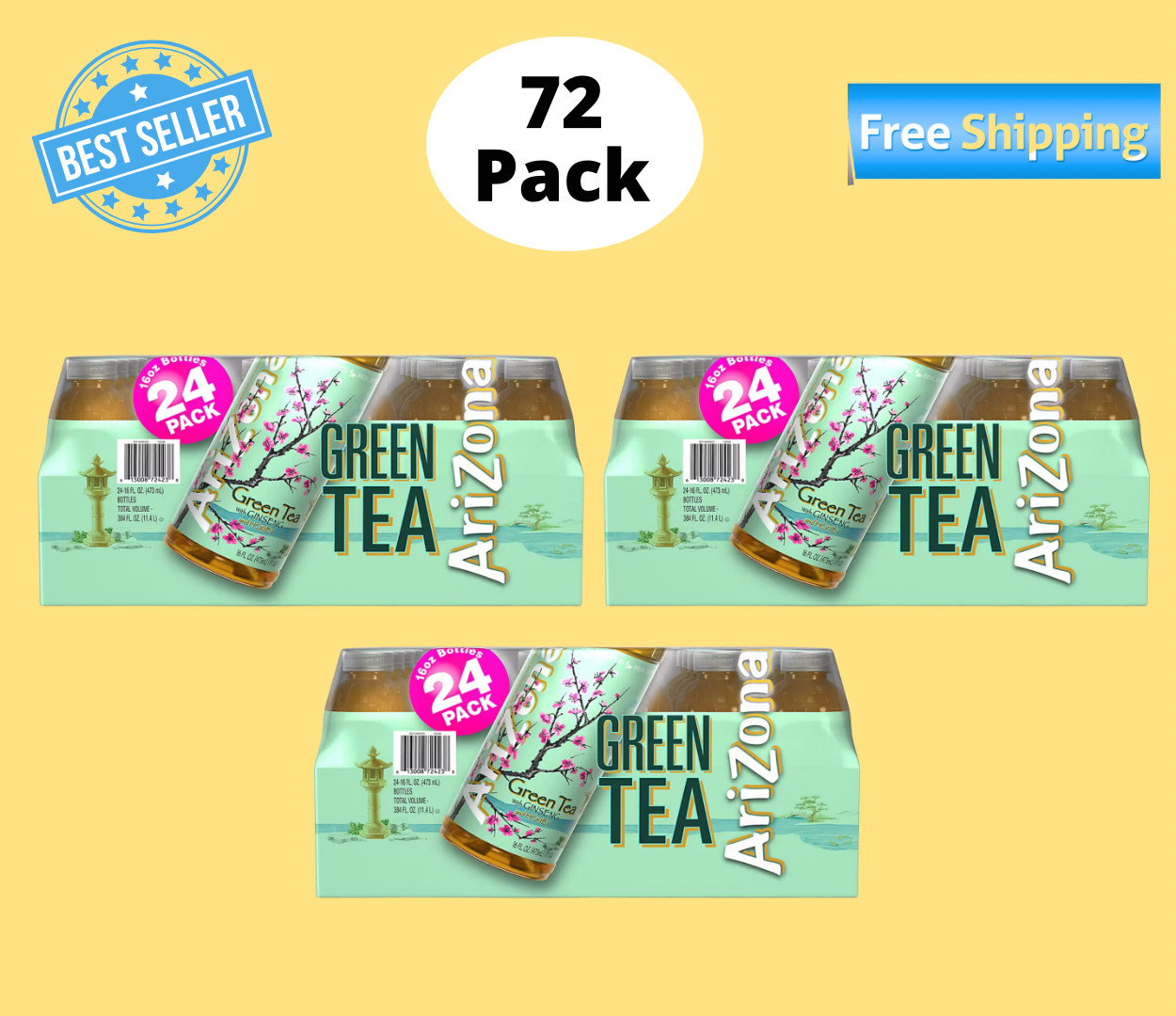 Arizona Green Tea with Ginseng and Honey, 72 pk./16 oz. (No Ship To CA)