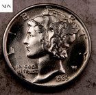 1939-D Mercury Dime - Gem BU -- 90% Silver — photo 1
