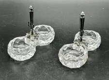 Vtg. Glass & Silverplate Double Master Open Salt 2 1/2” X 3” : See Photos