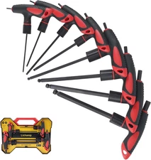 8 Pieces SAE T Handle Allen Wrench Set, 5/64-3/8 Inch, Ball Head, Standard Long 