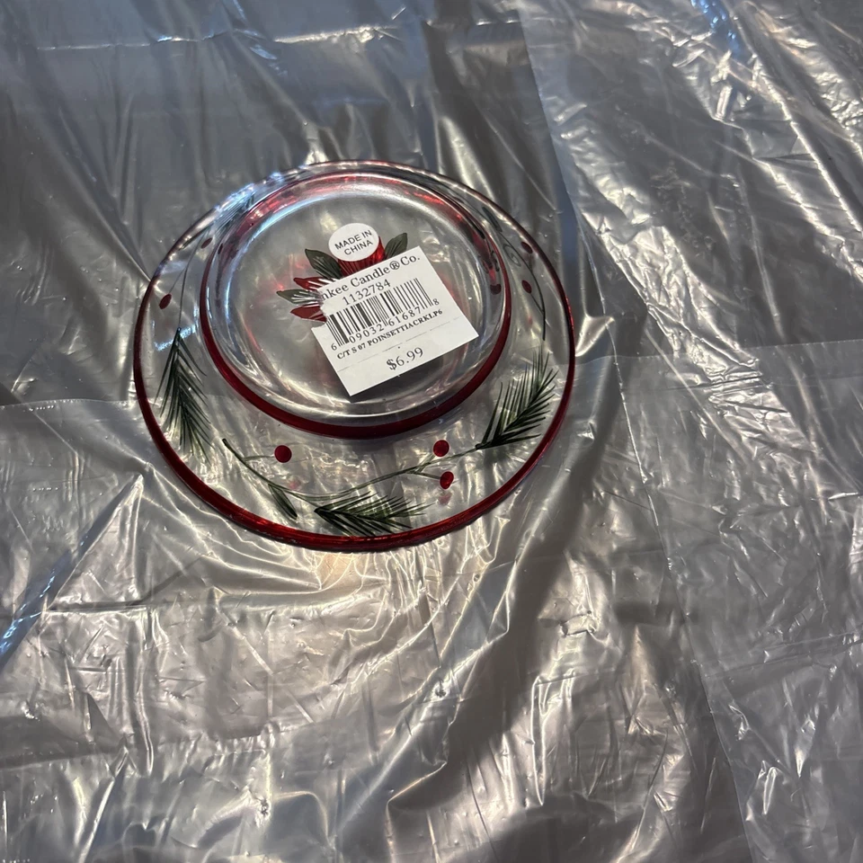 Yankee Candle Mini Tarro Vela Plato Vidrio-Poinsettia Foto 2 de 2