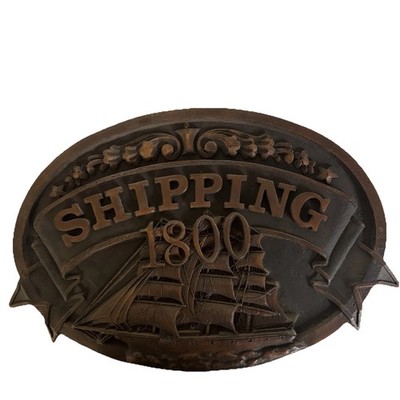 Vintage ''Shipping 1800'' Nautical Presswood Sign   Maritime Nautical Lightweight