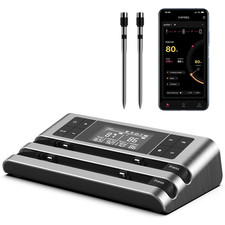 Wireless Smart Meat Thermometer, Dual-Sensor Probe, 500FT Remote, Dedicated App,