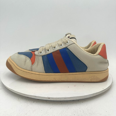 Gucci Screener GG Men Size EU 41 US 8.5 Blue White Red Leather Lace Up Shoes