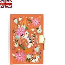 Kids Lockable Diary - Adorable Cats & Flowers, 240 Ruled Pages for Young Writers