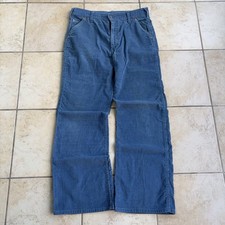 Vtg Levi  s Pants Mens 32x30 Blue Corduroy Bell Flare Buckle Back 70s Talon Zip