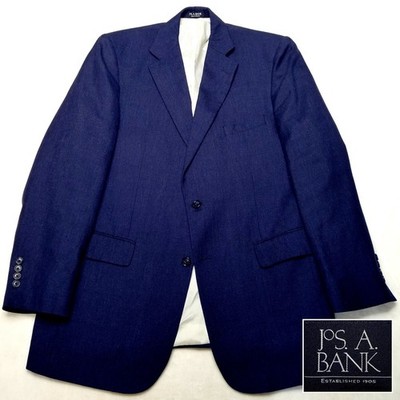 Jos Bank Mens Blazer 42L Navy Blue Linen Wool Lite Lightweight Sport Coat Jacket