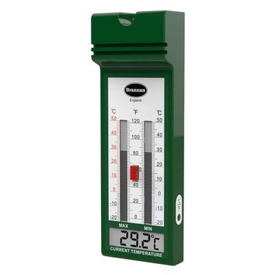 Brannan Digital Max Min Thermometer - Stilvolles Quickset Gewächshaus grün