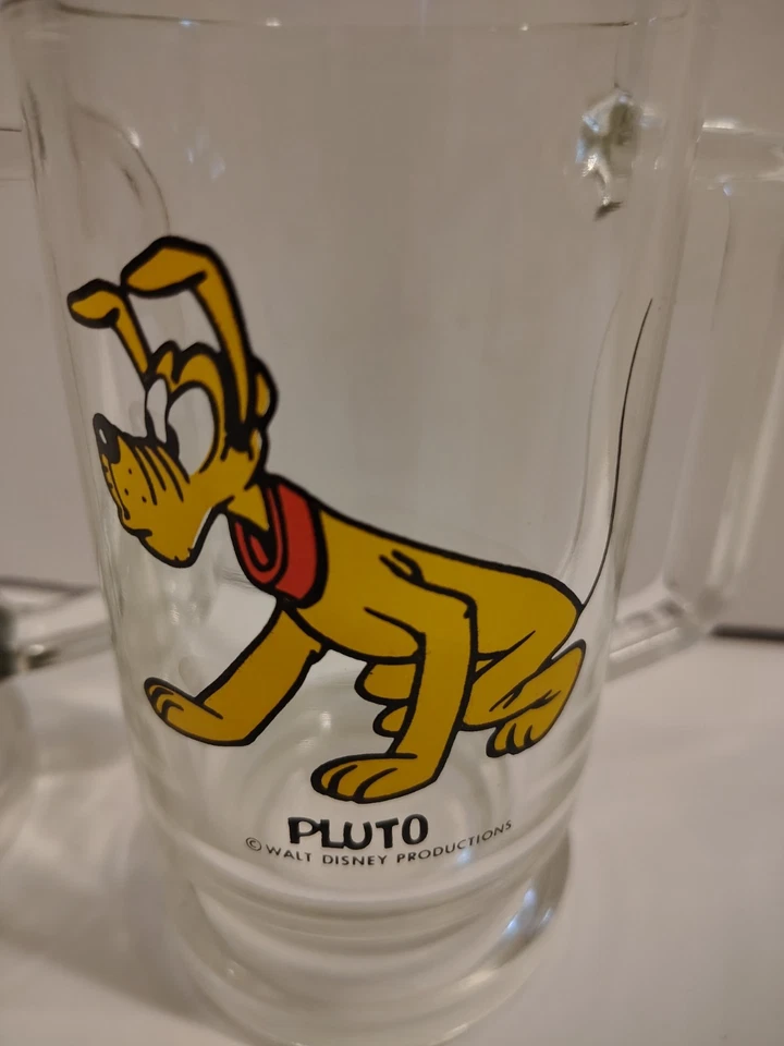 Juego de pares de tazas de café Walt Disney Donald Duck Pluto 2 vasos vintage para beber Foto 3 de 4