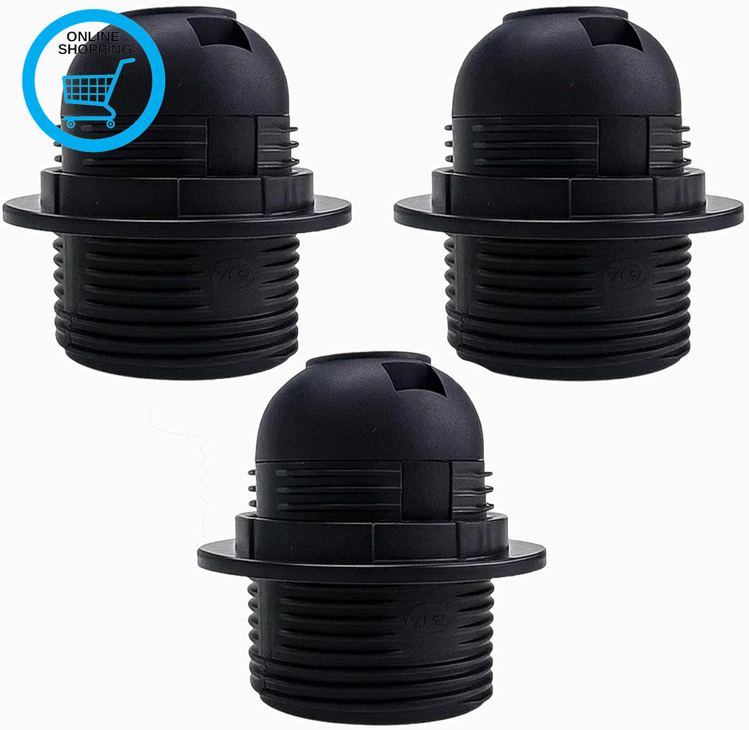 3Pcs E27 Lamp Holder – Black Bakelite Bulb Holder with Locking Mechanism | Screw
