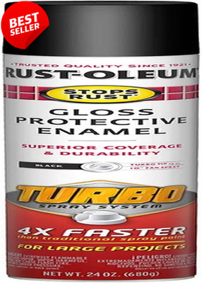 Stops Rust Turbo Spray Paint Gloss Black 24oz Metal Paint - US