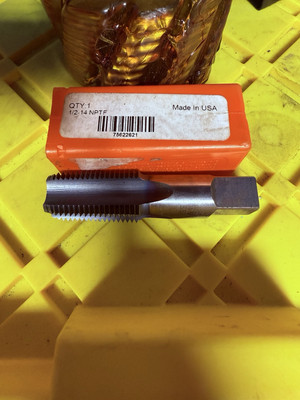 HERTEL Standard Pipe Tap: 1/2-14, NPTF, 4 Flutes, High Speed Steel, TiCN Finish