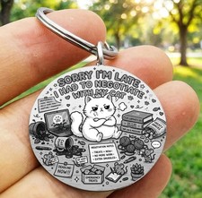 Cat Kitty Pet Animal Kitty Funny Stainless Keychain Joke Late Angry Human Woamn