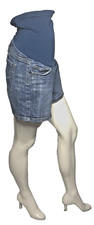 American Star Maternity Shorts L Blue Denim Stretch Pull On 5 Pocket