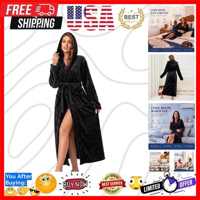 Women's Plush Hooded Robe Bathrobe-Fast Warmth for Home
