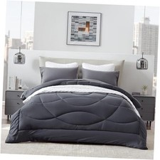 Twin/Twin XL Comforter Twin/Twin XL Comforter Only U-shape Quilting Dark Grey