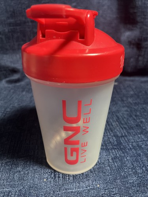 #ad 16 oz Live Well GNC protein shaker bottle W Red Lid $16.00