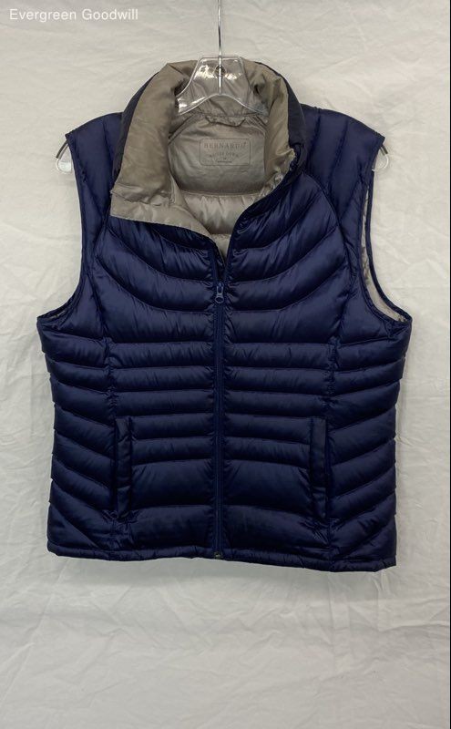 Bernardo Women's Blue Goose Down Pockets Full-Zip Puffer Vest Size Medium