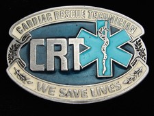 PK03120 VINTAGE 1970s  CARDIAC RESCUE TECHNICIAN  EMT PEWTER BELT BUCKLE