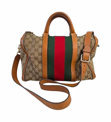 Gucci Boston Reisetasche GG Canvas Sherry Web abnehmbarer Träger - Bild 1 von 4