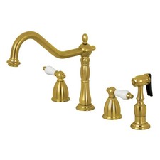 Kingston Brass KB1797PLBS 8Inch Widespread Kitchen Faucet with Brass Sprayer