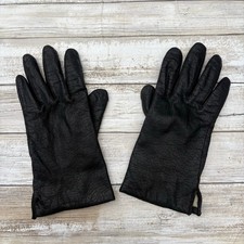 VTG Fownes Leather Gloves Sz 6.5 Black Acrylic Lined Winter Driving Preppy