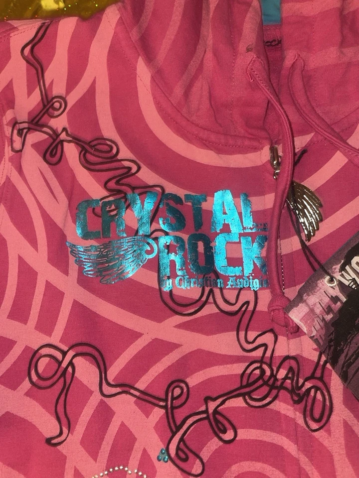 Sudadera con Capucha Crystal Rock de Christian Audigier, Nueva, Para Mujer Talla Mediana Foto 3 de 4