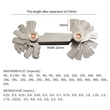 Compact Design Stainless Steel Thread Gauge Metric 60 Degrees Inch 55 Degrees