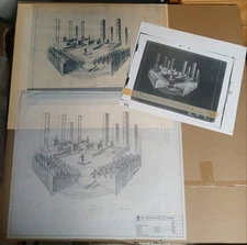 CBS Television Studio Original Pencil Set Design Stage Performing Set #1 1970's 