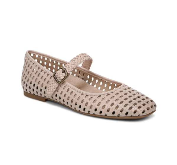 NEW VIONIC Alameda Woven Mary Jane Flat - Cameo Rose Leather, Medium
