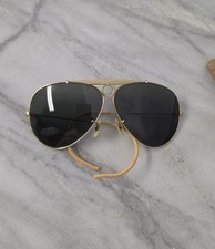 1950s Vintage Ray-Bans B L 1/10 12K Gold Yellow Bullet Hole Aviator Sunglasses