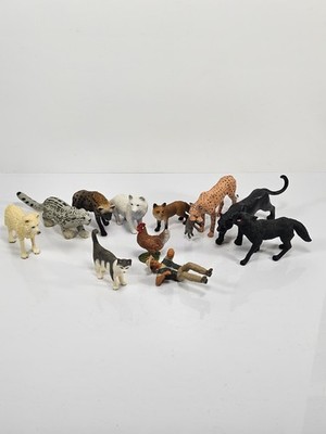 Lot of 12 Schleich Mojo & Safari Ltd Figures Mojo Cheetah w/ Cub, Panther, Wolf